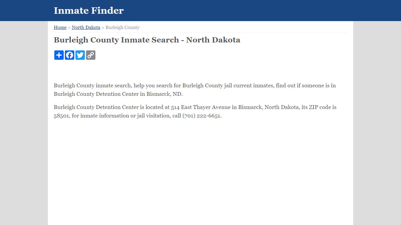 Burleigh County Inmate Search - North Dakota